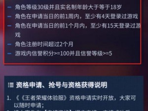 王者荣耀体验服申请攻略：如何成功获取申请资格与提升申请成功率指南