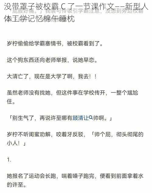 没带罩子被校霸 C 了一节课作文——新型人体工学记忆棉午睡枕