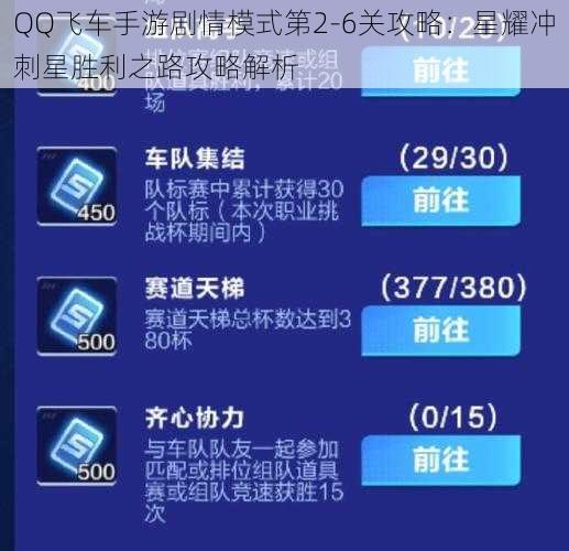 QQ飞车手游剧情模式第2-6关攻略：星耀冲刺星胜利之路攻略解析