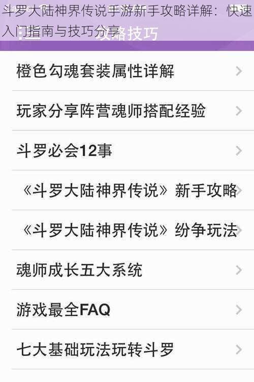 斗罗大陆神界传说手游新手攻略详解：快速入门指南与技巧分享