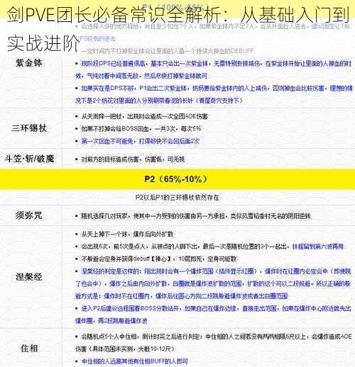 剑PVE团长必备常识全解析：从基础入门到实战进阶