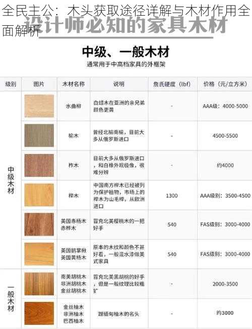 全民主公：木头获取途径详解与木材作用全面解析