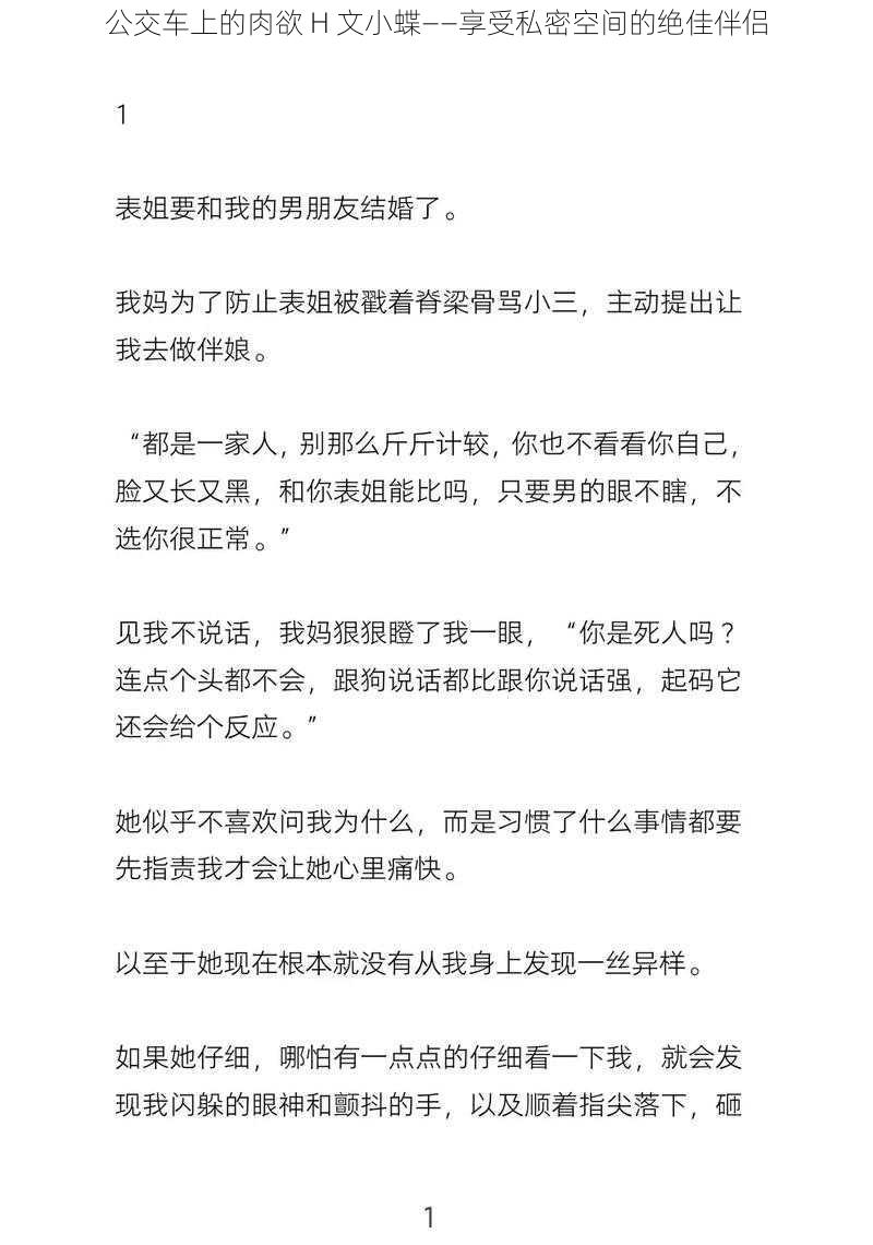 公交车上的肉欲 H 文小蝶——享受私密空间的绝佳伴侣