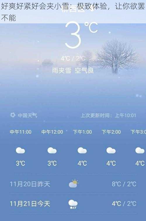 好爽好紧好会夹小雪：极致体验，让你欲罢不能