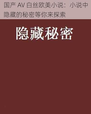 国产 AV 白丝欧美小说：小说中隐藏的秘密等你来探索