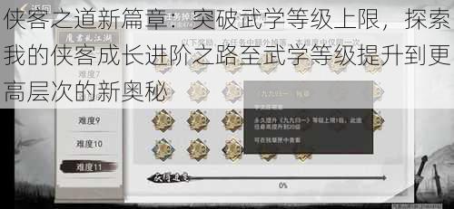 侠客之道新篇章：突破武学等级上限，探索我的侠客成长进阶之路至武学等级提升到更高层次的新奥秘