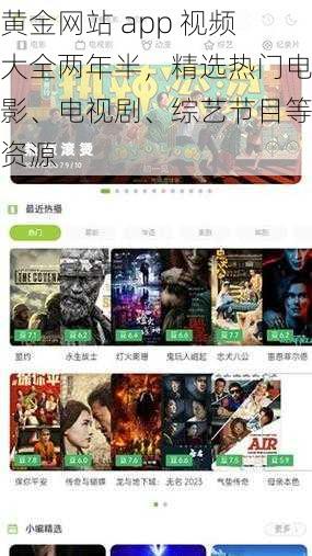 黄金网站 app 视频大全两年半，精选热门电影、电视剧、综艺节目等资源