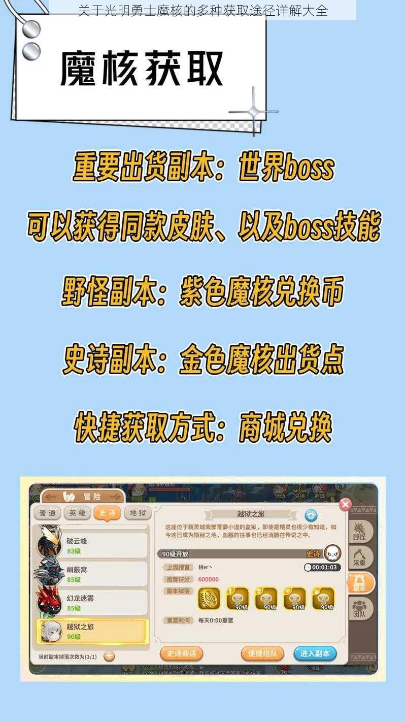 关于光明勇士魔核的多种获取途径详解大全