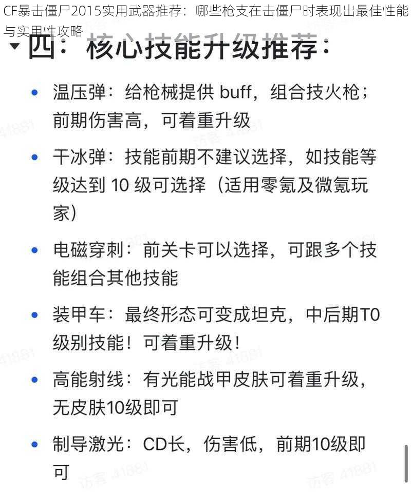 CF暴击僵尸2015实用武器推荐：哪些枪支在击僵尸时表现出最佳性能与实用性攻略